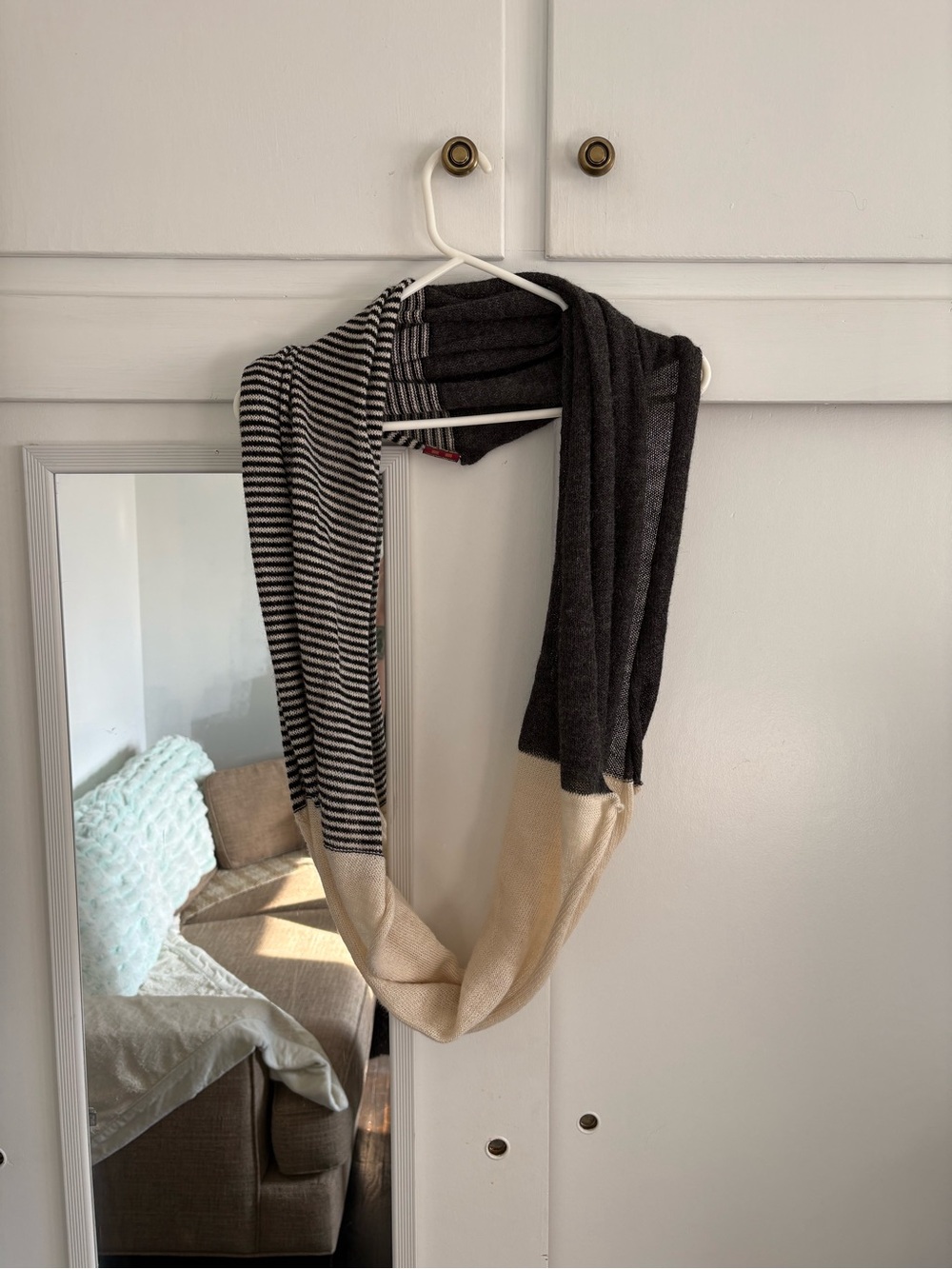Ampara Striped Black and Cream Infinity Scarf